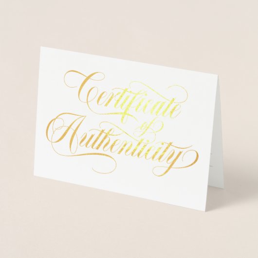 エレガント金ゴールド渦巻き状の真偽証明書 箔カード (正面)