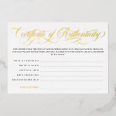 エレガント金ゴールド渦巻き状の真偽証明書 箔招待状 (正面)