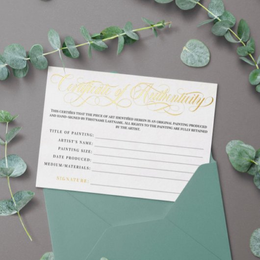 エレガント金ゴールド渦巻き状の真偽証明書 箔招待状