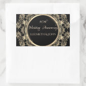 エレガント金ゴールド渦巻き記念日 長方形シール (バッグ)