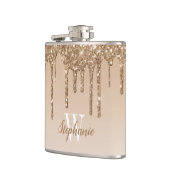 エレガント金ゴールド滴下フェイクグリッターモノグラム フラスク (左)