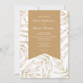 エレガント金ゴールド熱帯結婚式招待状 セーブザデート (正面)