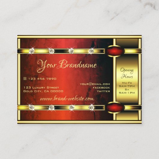 エレガント金ゴールド王室のとダイヤモンド付き赤大理石 名刺 (裏面)