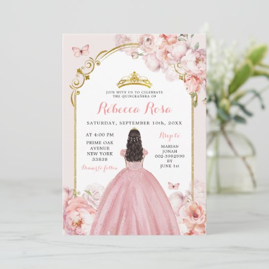 エレガント金ゴールド王室のダスティバラプリンセスキンセアニラ 招待状 (スタンド正面)