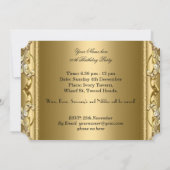 エレガント金ゴールド王室のブラック誕生日パーティフローラ 招待状 (裏面)