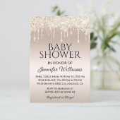 エレガント金ゴールド男女兼用グリッター 招待状 (スタンド正面)