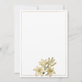 エレガント金ゴールド白いユリ結婚の花 招待状 (裏面)