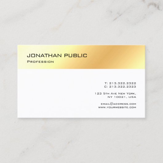 エレガント金ゴールド白テンプレートプロフェッショナルモダン 名刺 (正面)