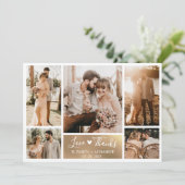 エレガント金ゴールド白ハートフォトコラージュ結婚ズ サンキューカード (スタンド正面)