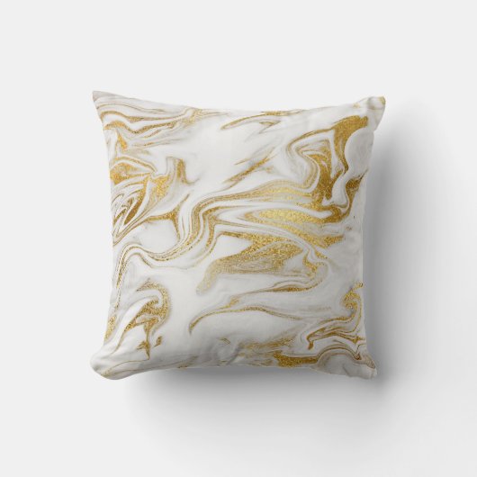 エレガント金ゴールド白フェイク大理石クリスマス クッション (正面)