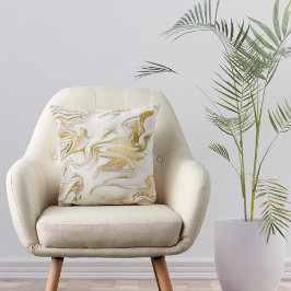 エレガント金ゴールド白フェイク大理石クリスマス クッション