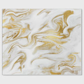 エレガント金ゴールド白フェイク大理石クリスマス ラッピングペーパー (フラット)