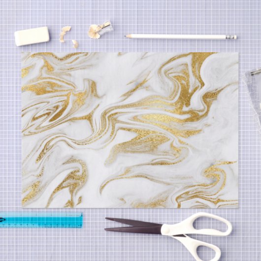 エレガント金ゴールド白フェイク大理石クリスマス 薄葉紙 (クラフト)