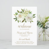 エレガント金ゴールド白フローラモダン結婚式 プログラム (スタンド正面)