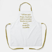 エレガント金ゴールド白名前をカスタムする文字句引用文 エプロン (正面)