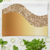 エレガント金ゴールド白波 キッチンタオル (折り畳み)