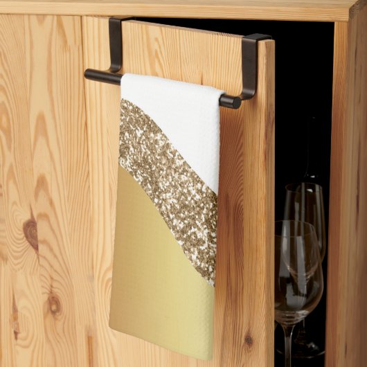 エレガント金ゴールド白波 キッチンタオル (三つ折り)