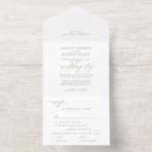 エレガント金ゴールド白結婚箔 オールインワン招待状 (内側)