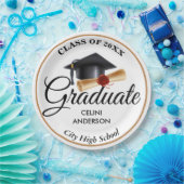 エレガント金ゴールド白黒卒業パーティー ペーパープレート (パーティー)