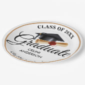 エレガント金ゴールド白黒卒業パーティー ペーパープレート (アングル)