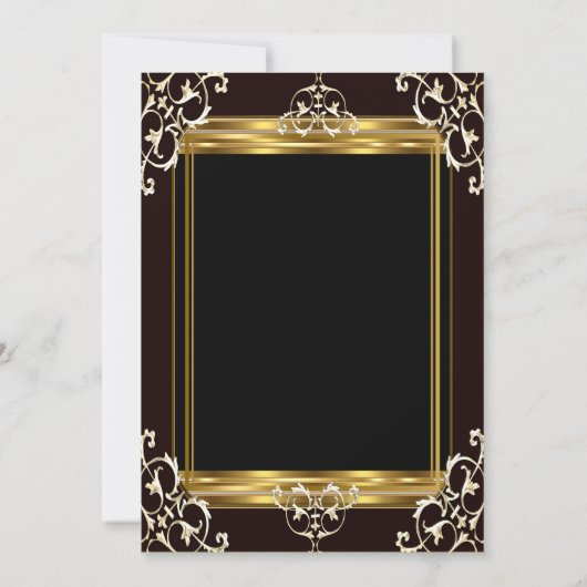 エレガント金ゴールド白黒50thファブラス誕生日 招待状 (裏面)