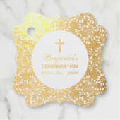 エレガント金ゴールド確認ヴィンテージ葉スクリプト フェイバータグ (正面)