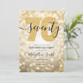 エレガント金ゴールド第70回誕生パーティー 招待状 (スタンド正面)