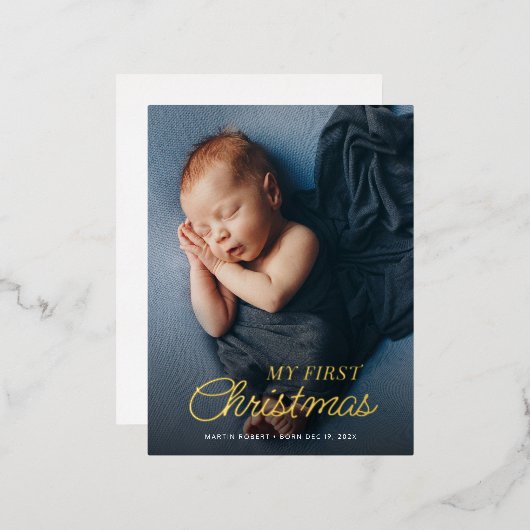 エレガント金ゴールド箔の休日の発表 箔シーズンポストカード (正面/裏面)