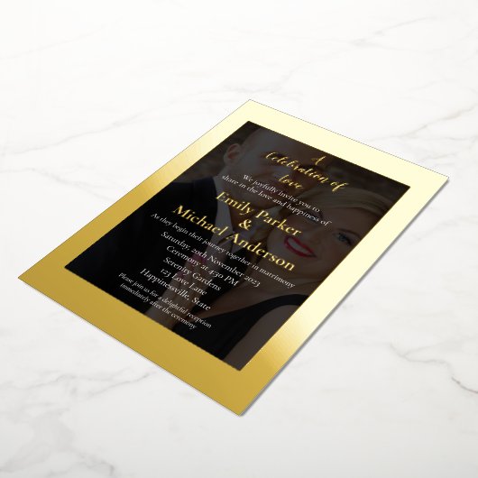 エレガント金ゴールド箔結婚式招待状 箔招待状 (回転した状態)