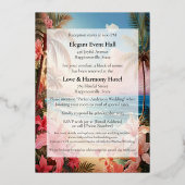 エレガント金ゴールド箔結婚式招待状 箔招待状 (裏面)