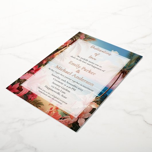 エレガント金ゴールド箔結婚式招待状 箔招待状 (回転した状態)