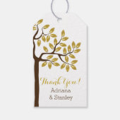 エレガント金ゴールド箔葉付きモダンの結婚木 ギフトタグ (裏面)