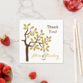 エレガント金ゴールド箔葉付きモダンの結婚木 スタンダードカクテルナプキン (インサイチュ)