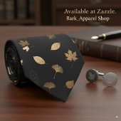 エレガント金ゴールド紅葉ブラック秋をテーマにした ネクタイ