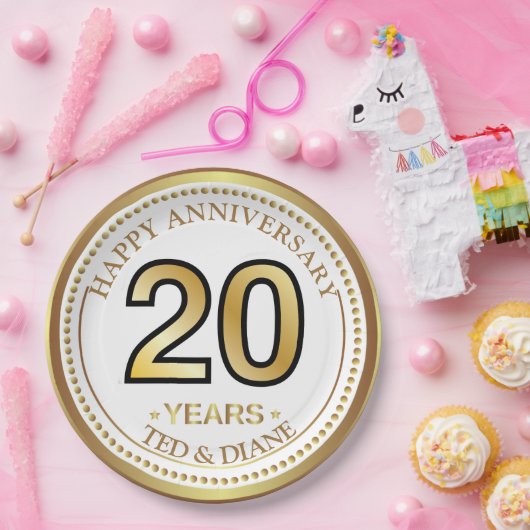 エレガント金ゴールド紙プレートと編集可能文字 ペーパープレート (パーティー)