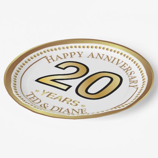 エレガント金ゴールド紙プレートと編集可能文字 ペーパープレート (アングル)