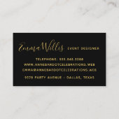 エレガント金ゴールド紙吹雪とブラックプロフェッショナル 名刺 (裏面)