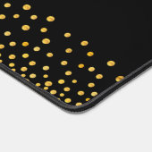 エレガント金ゴールド紙吹雪オン黒パーソナライズされた デスクマット (コーナー)