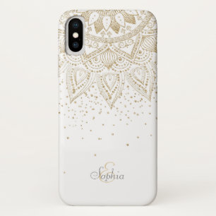 エレガント金ゴールド紙吹雪デザイン iPhone X ケース