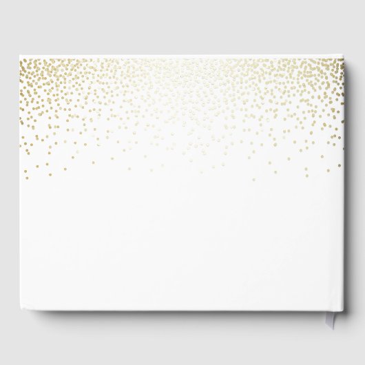 エレガント金ゴールド紙吹雪ドット白結婚の ゲストブック (裏面)