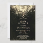 エレガント金ゴールド紙吹雪ブライダルシャワー 招待状 (正面)
