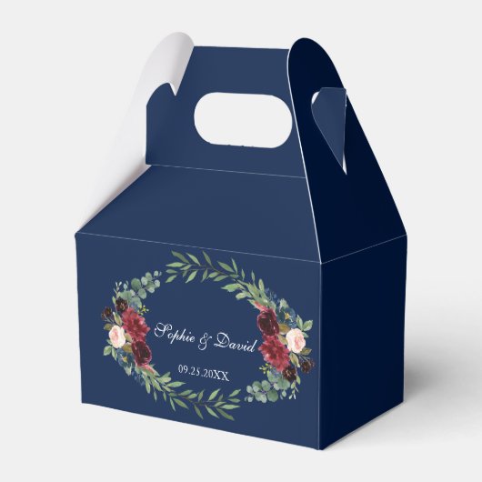 エレガント金ゴールド紙吹雪ラブブルグンディ結婚ズ フェイバーボックス (正面サイド)