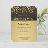 エレガント金ゴールド紙吹雪除去パーティー 招待状 (スタンド正面)