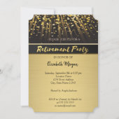 エレガント金ゴールド紙吹雪除去パーティー 招待状 (正面)