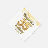 エレガント金ゴールド紙吹雪35誕生祝い スタンダードカクテルナプキン (角)