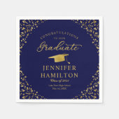 エレガント金ゴールド紙吹雪 スタンダードカクテルナプキン (正面)