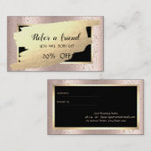 エレガント金ゴールド紙吹雪、ブラシストロークバラ金ゴールド 紹介カード (正面/裏面)