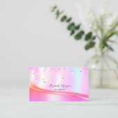 エレガント金ゴールド紙吹雪，ホログラフィカッコいいック 名刺 (スタンド正面)