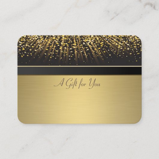 エレガント金ゴールド紙吹雪 割引カード (正面)