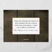 エレガント金ゴールド素朴クリスマス家族の写真コラージュ 箔シーズンカード (裏面)